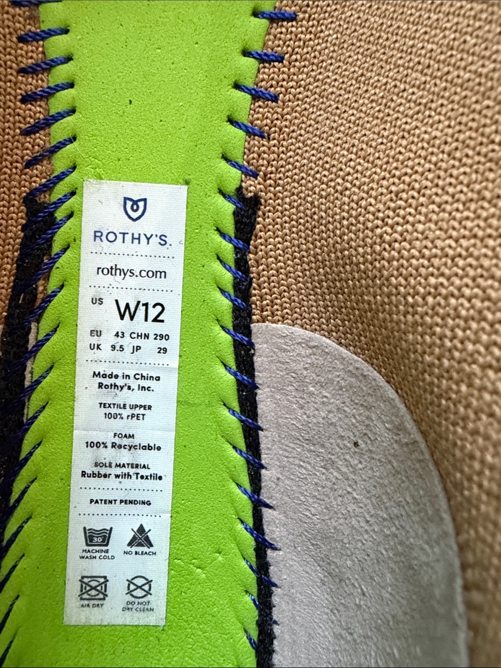 Rothy’s The Point Camel Captoe Flats Black Tan Size 12 - Picture 2 of 3